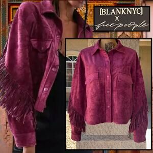 Free People Blank NYC Twist & Shout Vegan Suede Jacket Size M NWT